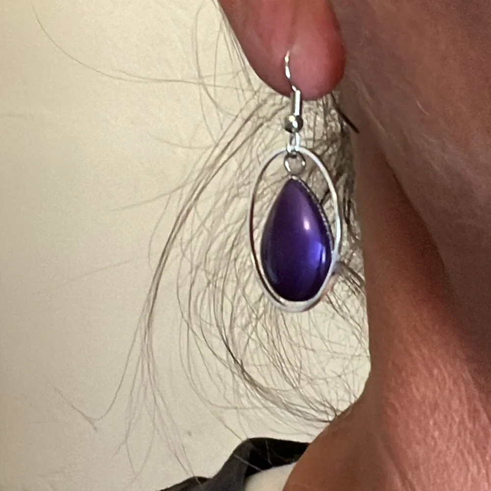 24023 Purple and Navy teardrop earrings